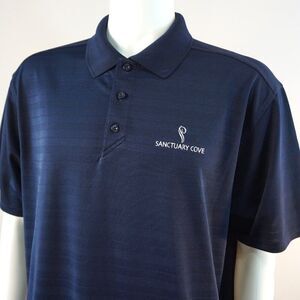 AHEAD eXtreme Mens Size L Acare Golf Polo Shirt Sanctuary Cove Navy Blue